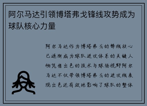 阿尔马达引领博塔弗戈锋线攻势成为球队核心力量 阿尔马达引领博塔弗戈锋线攻势成为球队核心力量